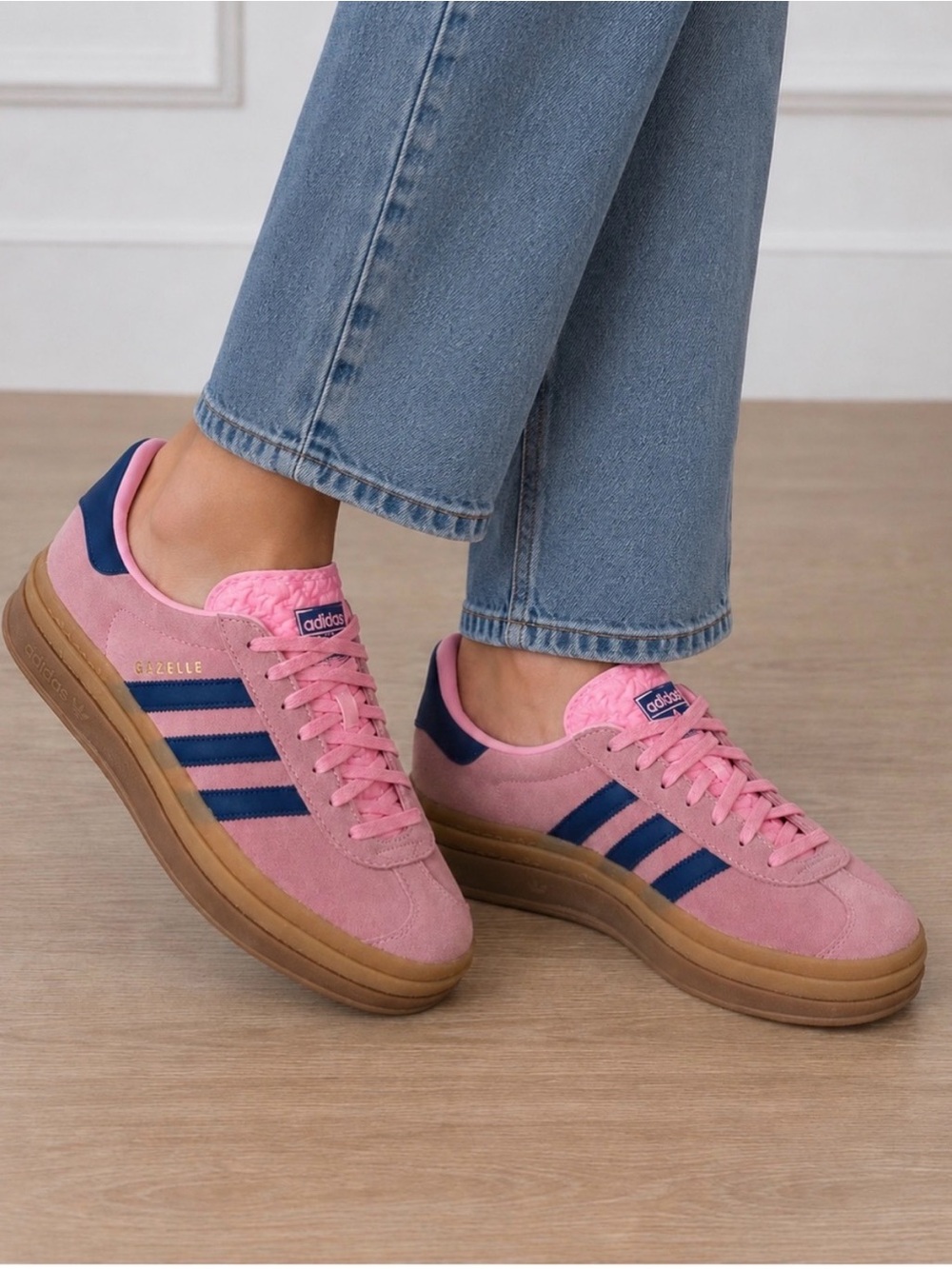 Adidas Gazelle Bold Pink Glow Victory Blue Gum Platform Sneakers H06122